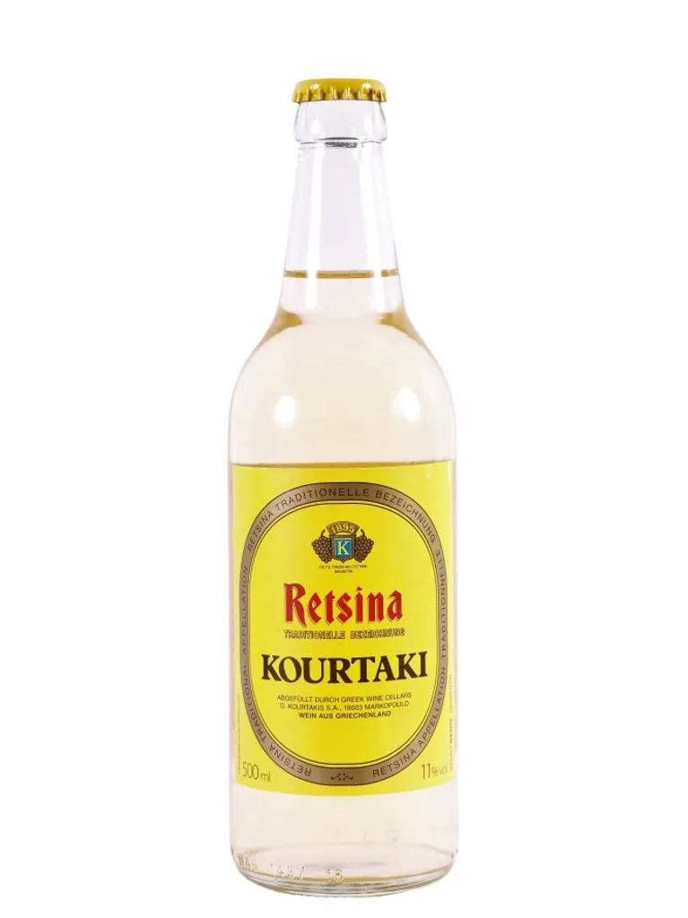 Retsina Kourtaki 500ml Trockener Geharzter Weißwein Aus Griechenland 2 Retsina Kourtaki 500ml Trockener Geharzter Weißwein Aus Griechenland – Bild 2