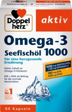 Doppelherz | Omega-3 Seefischöl 1000 | 80 Kapseln