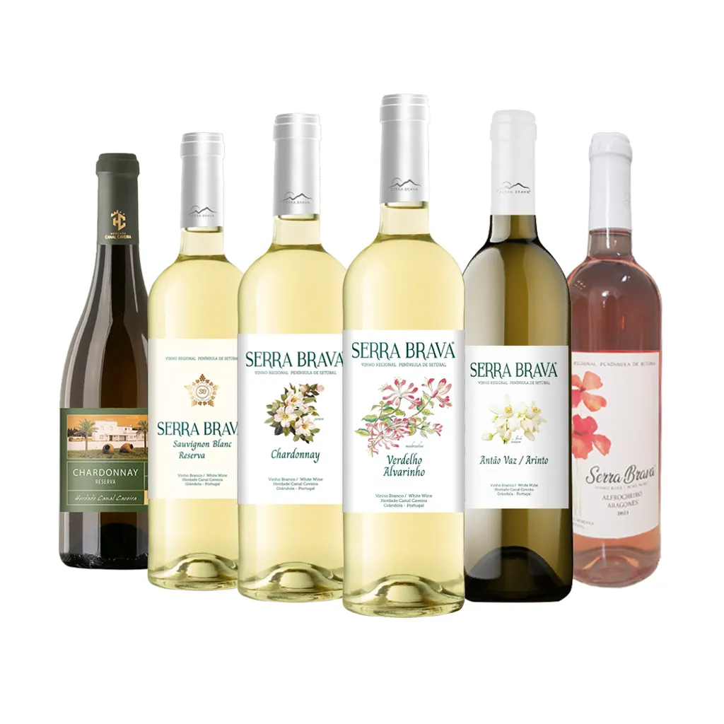 Herdade Canal Caveira Pack 6 - 1 HCC Chardonnay Reserve Branco + 1 Serra Brava Sauvignon Blanc Reserve Branco + 1 Chardonnay Branco + 1 Verdelho Alvarinho Branco + 1 Antão Vaz E Arinto Branco + 1 Aragonês E Alfrocheiro Rosé 0,75L 1 Herdade Canal Caveira Pack 6 - 1 HCC Chardonnay Reserve Branco + 1 Serra Brava Sauvignon Blanc Reserve Branco + 1 Chardonnay Branco + 1 Verdelho Alvarinho Branco + 1 Antão Vaz E Arinto Branco + 1 Aragonês E Alfrocheiro Rosé 0,75L