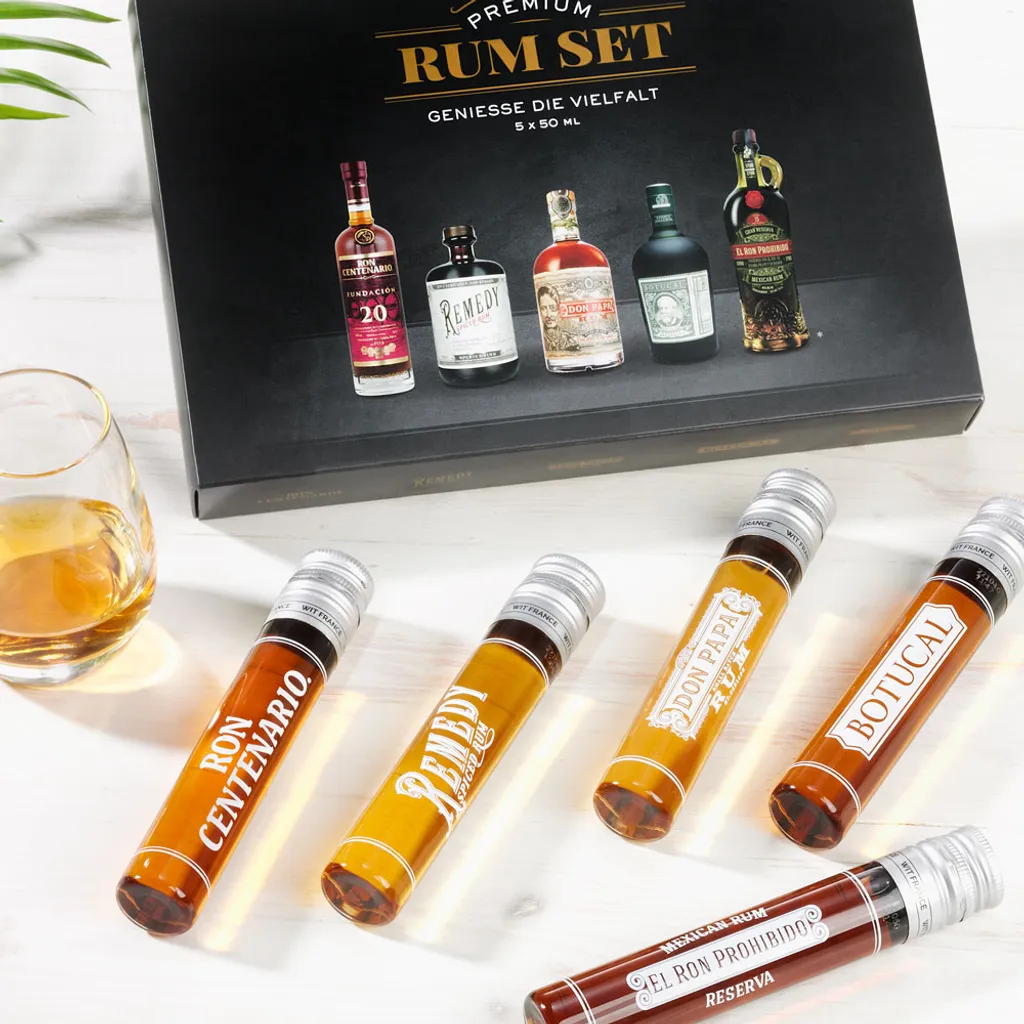 Premium Rum Tasting Set 5 X 0,05 L | Ron Centenario Solera 20 Fundación, Remedy Spiced Rum, Don Papa Rum 7 Jahre, Botucal Reserva Exclusiva & Ron Prohibido Gran Reserva Solera 15 10 Premium Rum Tasting Set 5 X 0,05 L | Ron Centenario Solera 20 Fundación, Remedy Spiced Rum, Don Papa Rum 7 Jahre, Botucal Reserva Exclusiva & Ron Prohibido Gran Reserva Solera 15 – Bild 10