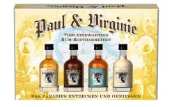 Deutscher Markenhersteller PAUL & VIRGINIE Rum-Box / 4 Einzigartige Rum Kostbarkeiten (4x0,05L = 0,2L) Alc. 15% & 40% Vol.
