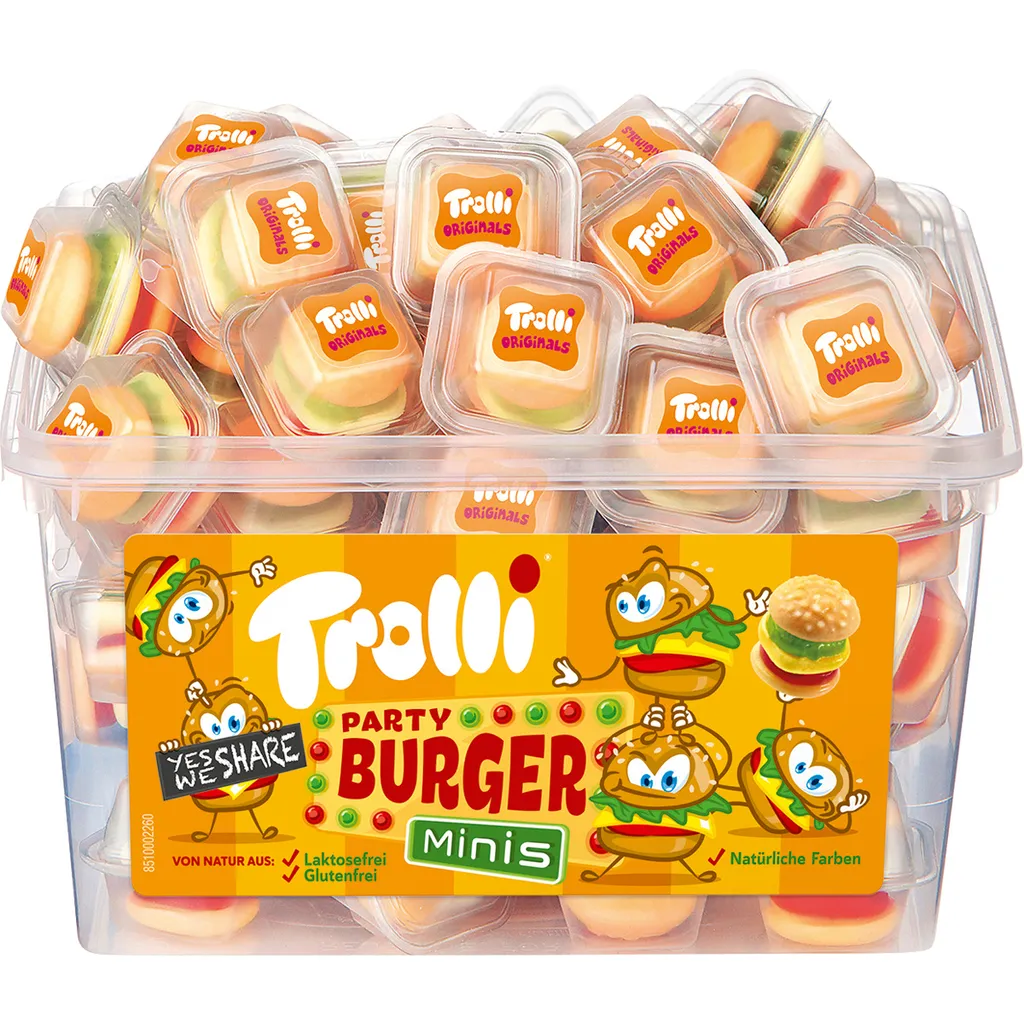 Trolli Party Burger Minis Aus Schaumzucker Und Fruchtgummi 600g 1 Trolli Party Burger Minis Aus Schaumzucker Und Fruchtgummi 600g