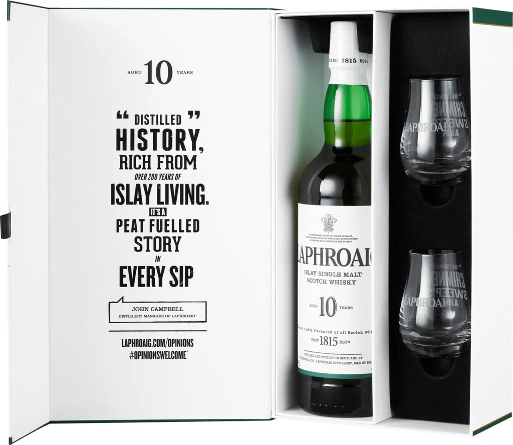 Laphroaig 10 Jahre Mit 2 Gläsern Single Malt Scotch Whisky 0,7l, Alc. 40 Vol.-% 8 Laphroaig 10 Jahre Mit 2 Gläsern Single Malt Scotch Whisky 0,7l, Alc. 40 Vol.-% – Bild 8