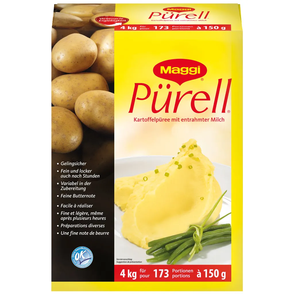 Maggi Pürell Kartoffelpüree Mit Entrahmter Milch Und Butternote 4000g 1 Maggi Pürell Kartoffelpüree Mit Entrahmter Milch Und Butternote 4000g