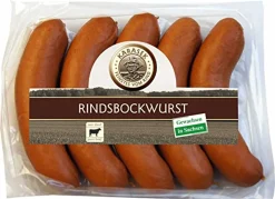 Meisters Wurst- Und Fleischwaren Bautzen Rindsbockwurst Reine Rinderwurst Geräuchert | Bockwurst Rind | 100% Rindswurst Aus Dem Buchenholz Räucherofen | Wurst Geräuchert | Regionales Rindfleisch (Rinderbockwurst, 500g)