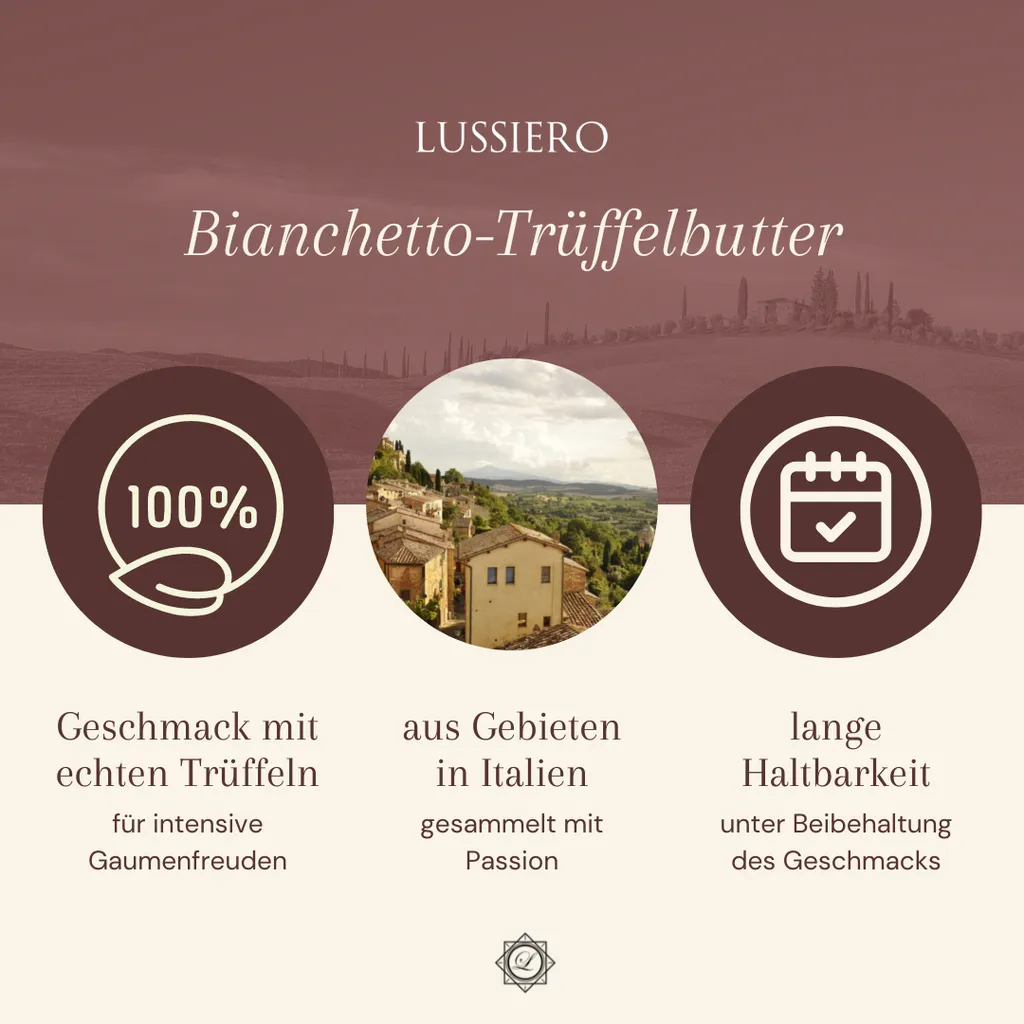 Lussiero Trüffelbutter Mit Echtem Weissem Bianchetto Trüffel Tuber Borchii 80g 5 Lussiero Trüffelbutter Mit Echtem Weissem Bianchetto Trüffel Tuber Borchii 80g – Bild 5