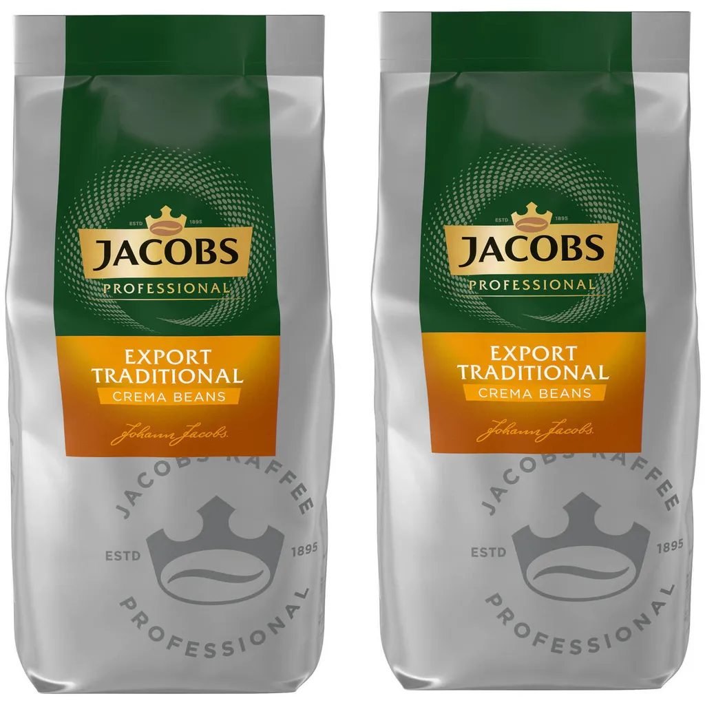 JACOBS Kaffeebohnen Professional Export Traditional Crema Markant 2 X 1 Kg 1 JACOBS Kaffeebohnen Professional Export Traditional Crema Markant 2 X 1 Kg
